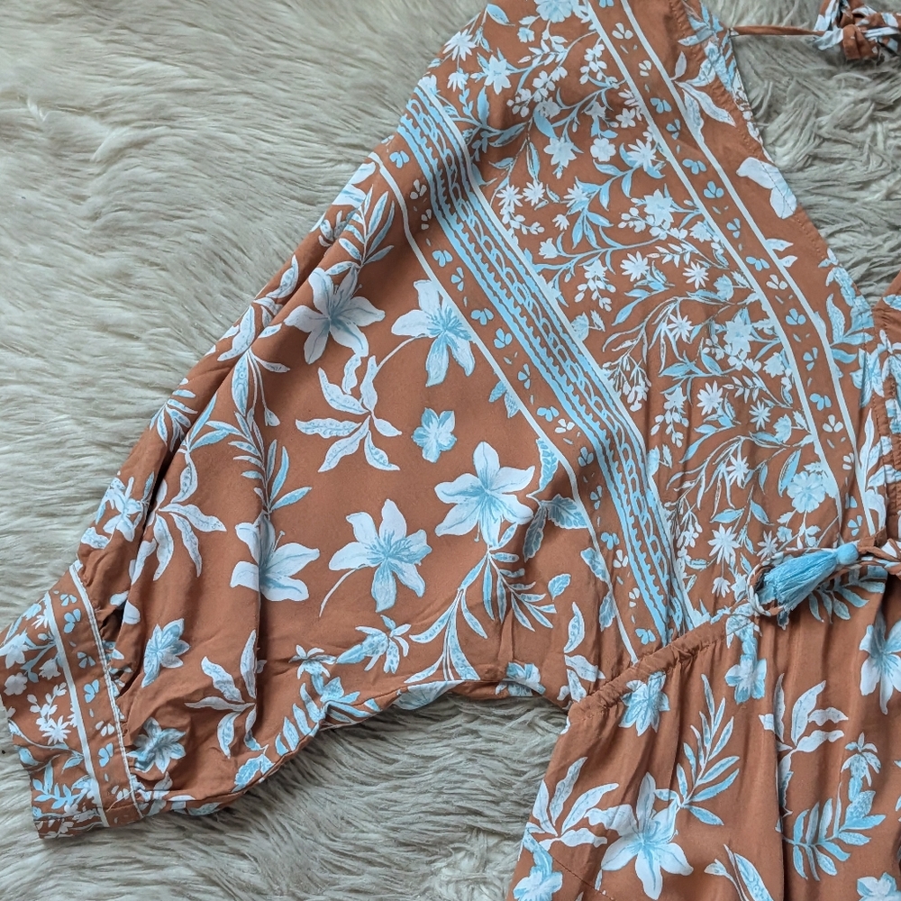 EUC Baltic Born Adria Mini Dress in Camel and Blue - Picture 7 of 16